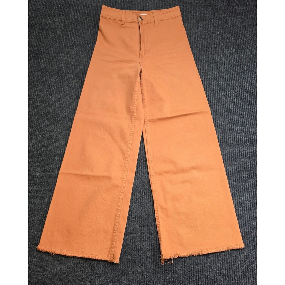 Billabong Wide Leg Pants Womens 25 Orange Excellent High Waist Raw Hem